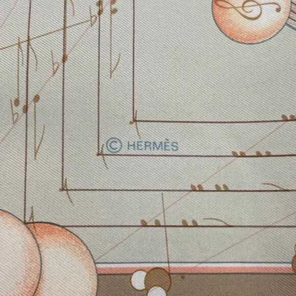 Hermes Scarf Silk Carre 90 Music Played By Spheres La Musique Des Spheres Brown